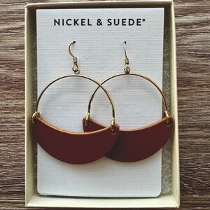 Nickel and Suede London Tan Asters Statement Earrings